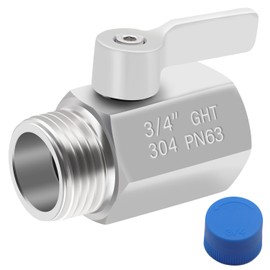 Aienxn 3/4" 304 Stainless Steel Garden Hose Shut Off Valve, 3/4" GHT Female × Male Thread Stainless Steel Hose Shut Off Valve, Garden Hose Heavy Duty Connector Q-084-3/4