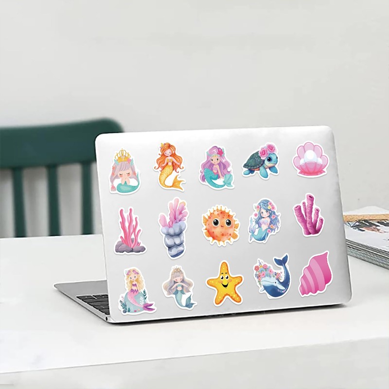 50Pcs Mermaid Sticker, Cute Marine Organism Stickers(Mermaid)