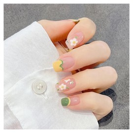 SEMTIM Nail Tips, 24 Pieces, Medium, Short, Round, False Nails, Medium Long, Popular, Japanese Style, Cute, Simple, Stylish, Coming of Age Ceremonies, School Entrance Ceremonies, Graduation Ceremonies, Weddings, Nail Tips (A22)