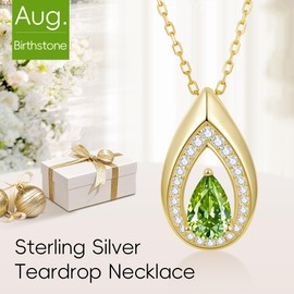 Kstyle 14K Gold Necklaces Birthday Gifts for Women Peridot August Birthstone Pendant Necklace Jewelry Birthday Gifts for Wife Girlfriend Her Mom Sister