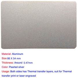 ebamaz 10枚メタル名刺アルミブランク昇華の印刷金属名刺86X54MMカラー印刷 / UV印刷/レーザー彫刻に適しています (真珠銀, 厚さ0.45mm)