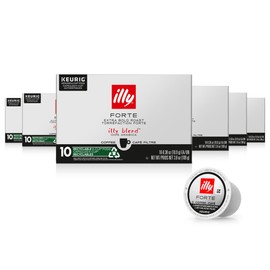 Illy Coffee K Cups - Pods For Keurig Machines – Forte Dark Roast – Toasted Bread & Dark Chocolate - Rich, Flavorful & Strong Flavor - No Preservatives – 10 Count, 6 Pack