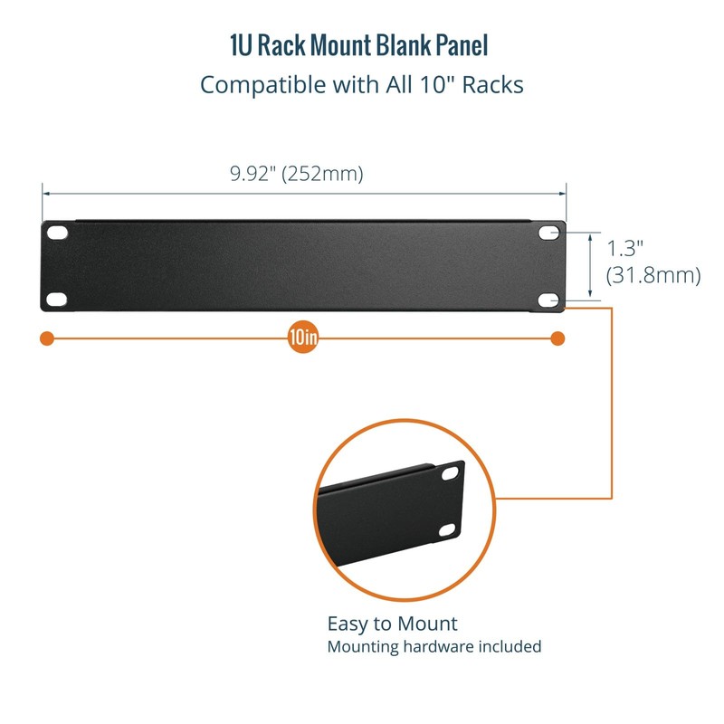 Tecmojo 1U Blank Rack Mount Panel, Steel Patch Panel Filler