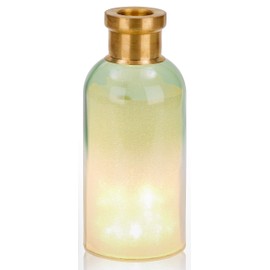 BRUBAKER Magic Light Bottle with 10 LED Stars 23 cm Height Green/Brass