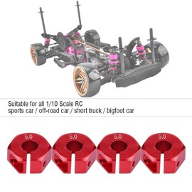 Wheel Hex Hub Adapters, 12mm Universal Wheel Hex Hub Adapter for HSP Sakura 1/10 Scale RC Car(5.0MM Red)