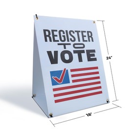 Register to Vote Sidewalk Sign 18 Inch x 24 Inch A-Frame Images On Both Sides | Civic Engagement, Community Events, Clear Messaging | Made in USA