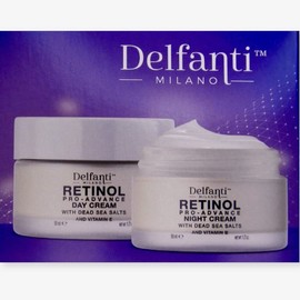 Delfanti-Milano  Retinol Pro-Advance  Pack Duo Anti-Envejecimiento  Cremas De Día  De Noche  Hidratantes Rostro Y Cuello Con Minerales Del Mar Muerto 
