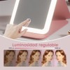 Espejo con Luz para Maquillaje, Espejo Compacto con Pantalla táctil