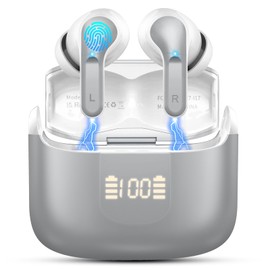 Ordtop Wireless Earbuds, Bluetooth Headphones Ear Buds Bass Stereo in-Ear Earphones Noise Cancelling Earbuds with HD Mic, Waterproof Sport Headset for Android iOS