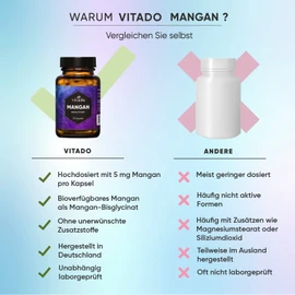 High Dose Manganese – 5 mg as Manganese Bisglycinate – 90 Capsules in Glass – Laboratory Tested – Vegan