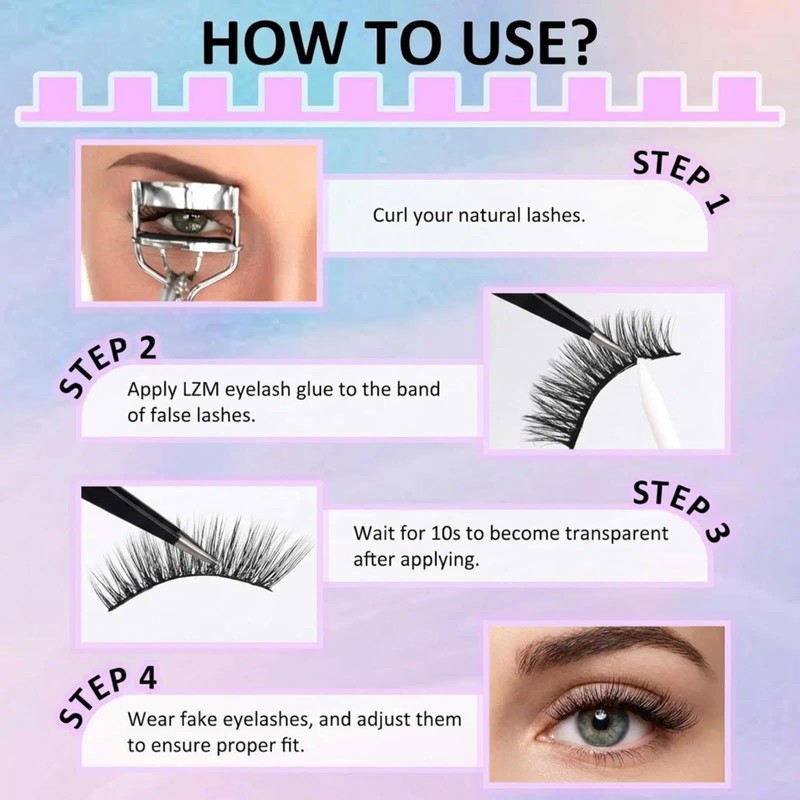 LZM Strip Lash Adhesive, Quick Drying Lash Glue Brush Applicator,