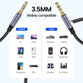 MOSWAG 32.8FT/10M 3.5mm Aux Cord to 3.5mm Audio Aux Jack Cable Male to Male Aux Cable Nylon Braided Stereo Jack Cord for Phones,Headphones,Speakers,Tablets,PCs,Music Players and More