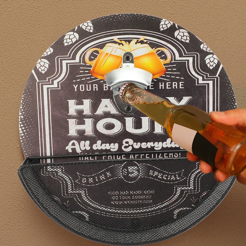 Wall Bottle Opener and Catcher Retro Design Decorative Beer Bottle