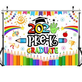 SJOLOON 7x5FT Preschool Graduation Backdrop Kids School Prom Backdrop for Party Decoration Banner 12726