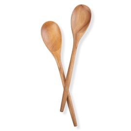 GinSent Wooden Spoons for Cooking,14 Inch Comfort Grip Wood Spoons,Wooden Kitchen Utensils for Stirring Scraping Flipping and Serving,Non-Stick Cookware Safe(Acacia,Spatula Spoons Set)