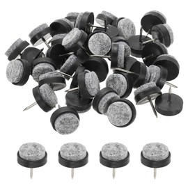 PATIKIL 20 mm Nail-on Felt Pads, 40 Pcs Round Felt Furniture Sliders Pads Heavy Duty Floor Protectors for Wooden Chair Sofa Cabinet Table Leg Feet Hardwood Floors, Black