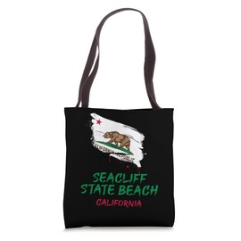 Seacliff State Beach California Paint Splatter Flag Vacation Tote Bag