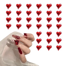 BaraRose Gel Nail Parts Nail Parts Heart Heart Nail Accessories Nail Stone Bling Crystal Nail Art Diamond Nail Art (Red 8mm 40pcs)