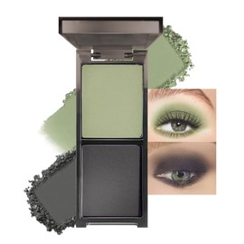 Cakaila Sombra De Ojos Brillante De Dos Colores, Mate, Verde Y Negro, Sombra De Ojos En Polvo Brillante De Alta Pigmentación, Paleta De Maquillaje Profesional De Larga Verde Negro 1 Unidad (Paquete