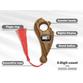 Hitopin 2 Pieces Digital Beads Counter, Portable Prayer Beads Counter, Rotating Digital Counter, Digital Tasbih Counter, for Meditation, Relaxation, Prayer Islamic, EID Mubarak, Great Gift for Family