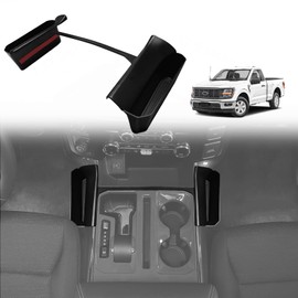 Muslogy Center Console Organizer Compatible with 2021-2024 2025 Ford F150 Accessories Hanging Storage Box Console Left & Right Phone Pocket Gear Shift Side Organizer