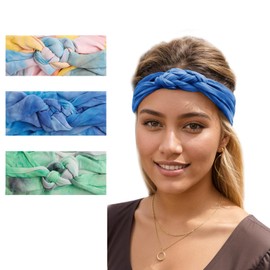 Vercret Tie Dye Headbands for Women, Adjustable Braided Knot Hair Bands