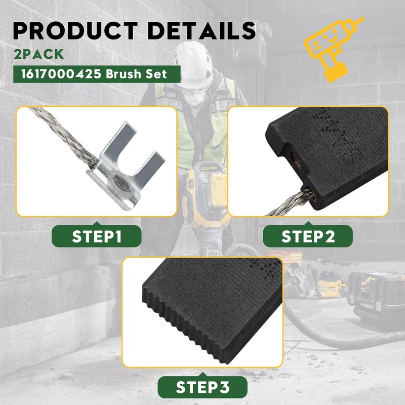 1617000425 Carbon Brush Set 6x16x22mm Compatible with Bosch GSH27, BH2760,
