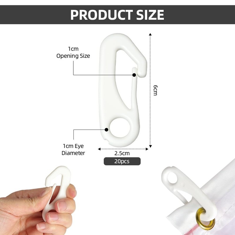 Adiwo 20 PCS Flag Pole Clip, Nylon Flagpole Clamp, Snap