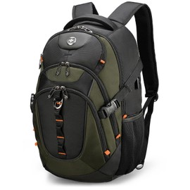 Swissdigital Laptop Backpack with USB Charging Port, TSA Travel Backpack Fits 15.6 inches Computer, 31L College School Backpack for Men, Olive/Black | SD803-26