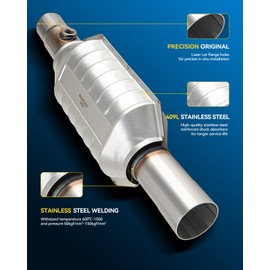 PHILTOP Catalytic Converter Direct Fits Cherokee 4L 2.5L, Grand Cherokee 5.2L, Grand Cherokee 5.9L 4L 5.2L, Stainless Steel Shell Aluminum 15820 Inlet/Outlet Catalyst Convertor (EPA Complaint)
