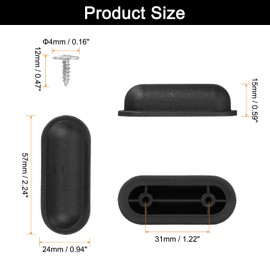 sourcing map 4Pcs Luggage Replacement Pads, Plastic Luggage Stand Feet Stud, Suitcase and Travel Gear Bottom Side Accessories with Self-tapping Screws, Black (57x24x15mm)