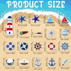 Harloon 95 Pcs Nautical Cut Outs Anchors Sailboats Life Preserver Nautical Themed Cutout Mini Nautical Accents for Classroom Bulletin Board Decor