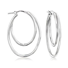 Ross-Simons Italian Sterling Silver Double-Oval Hoop Earrings