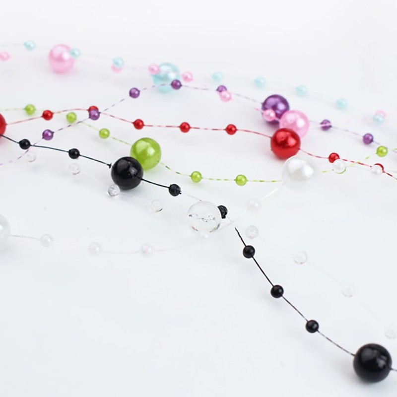 HugeDE 30m Christmas Beads Garland Faux Pearl Strands Artificial Pearl