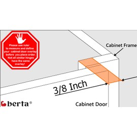 Berta 4 Pack, 3/8" Overlay Hinges, 45mm Stainless Steel Quiet 3D Soft Close Concealed for Face Frame Door ＆ Frameless Door, 105° Open Angle Kitchen Replacement, Self Closing Hidden, Satin Nickel