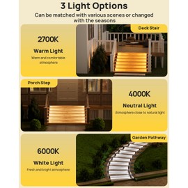 Solar Step Lights Outdoor,Upgrade Warm White LED 3 Modes 200 Lumuns IP67 Waterproof Solar Stair Lights,Auto On Off,Solar Motion Sensor Lights for Stair,Deck,Front Step,Porch,Patio and Pathway,Yard