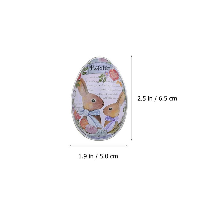 zalati Easter Bunny Tin Box, 6 Pieces Egg Shaped Candy