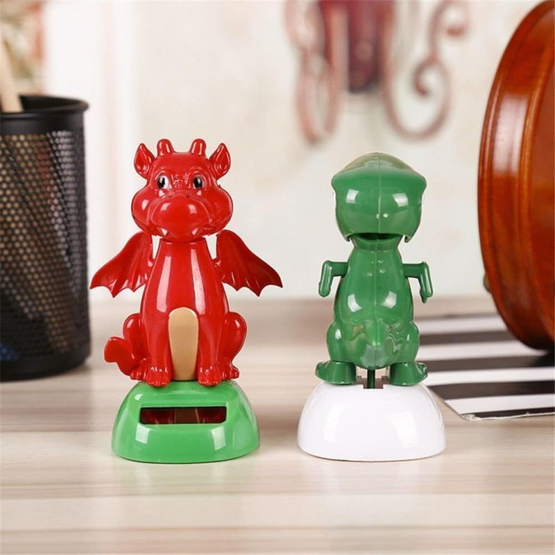 2Pcs Green Solar Powered Dancing Dinosaur,Decoration Gift, Swinging Dancer Toy,