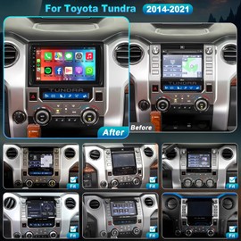 Upgrade 4G+64GB Car Radio for Toyota Tundra 2014-2021 with Wireless Carplay & Android Auto, Android 13 Tundra Stereo with Voice Control Bluetooth WiFi GPS SWC EQ FM RDS Mirror Link Backup Camera Mic