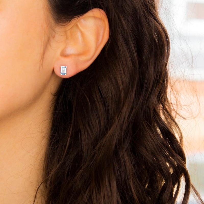 Carissima Gold Women's 9 ct White Gold Rectangular Blue Topaz