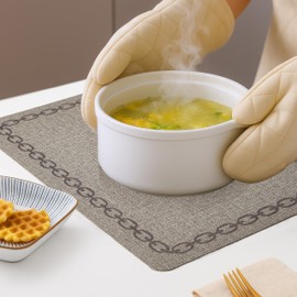 OasisLiteZen Placemats Set of 6, Heat Resistant & Waterproof Table Mats for Dining, Non Slip Scratch Proof Place Mats for Kitchen, Easy to Clean - Outdoor,Indoor Use（17x12 Inch）