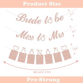 Rose Gold Bachelorette Party Banner,Bachelorette Banner,Rose Gold Glitter Bride to Be Banner,Miss to Mrs Banner, Bride to Be Banner and Photo Banner,Glitter Miss to Mrs Banner Rose Gold Bridal Shower
