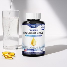 Furnit 퍼니트 미국 직수입 프리미엄 알티지 오메가3 1100 180캡슐 3병 (18개월분) Purnit US Imported Premium RTG Omega-3 1100 180 Capsules 3 Bottles (18-Month Supply)