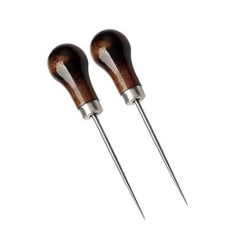 2 Pcs Sewing Awl Wooden,Gourd Shape Awl Tool Sharp,Bradawl Tool for Wood,for Leather Punching Craft,Leather Sewing Crafting,DIY Handmade Needle Punching