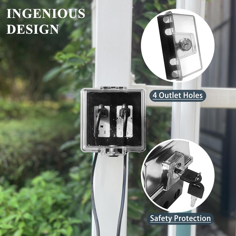 PILISPARK 2-Gang Baby Safety Dual Outlet Cover Box - Fit
