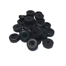 Recessed Black Rubber Bumper Pads with Hole - 25 Pcs