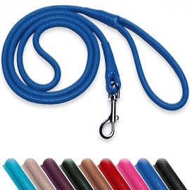OOPSDOGGY Rolled Leather Dog Lead 6ft Heavy Duty Training Leash for Small Medium Large Dogs & Puppy Black Brown Red (Navy Blue, Small)