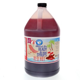 Hypothermias Red Hot Ready to Use Gallon (128 Fl. Oz) Hawaiian Snow Cone Flavors Syrup - Shaved Ice, 100% Pure Cane Sugar