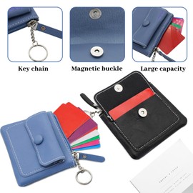 AdiStylinno Women's Coin Purse, 2 Pieces Mini Coin Purse, Multifunctional Change Wallet, Small Wallet with Snap Pocket and Key Ring for Storing Coins, Change, Black+blue, cute