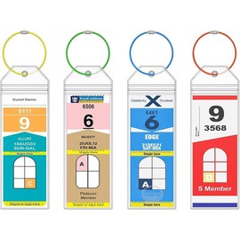 6 Pack Cruise Luggage Tags, Cruise Lanyard for Carnival, NCL, Princess, MSC Cruise Ships, Clear Plastic Luggage Tags with Zip Seal and Steel Loops, Cruise Essentials for 2024-2025 - Color: 4 pack, Size: 7.5*2.7IN